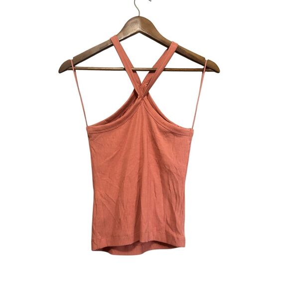 Ribbed Knit Tank Top Halter Cross Back Sleeveless Summer Casual - Picture 6 of 6